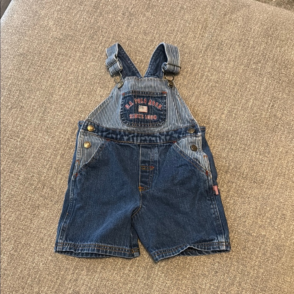 U.S. Polo Assn. Blue Denim Overalls Adjustable Straps